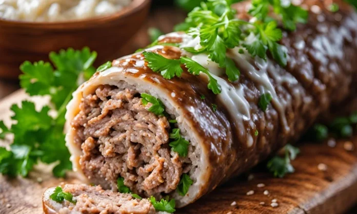 Rocambole de carne moida delicioso e crocante