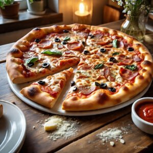Descubra a Irresistível Pizza de Calabresa com Bacon, Cebolas e Azeitonas!