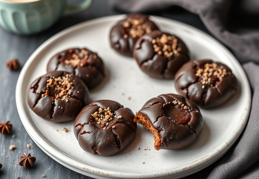 Representação visual de Deliciosos Cookies de Cacau Preto Marmoreados para Diversão em Família