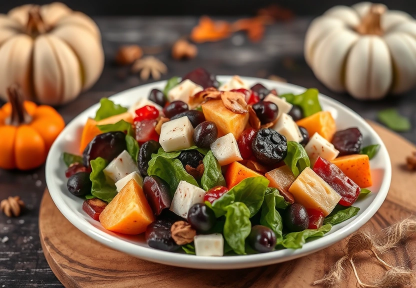 Representação visual de Deliciosa Salada de Halloween com Abóbora e Molho de Maple