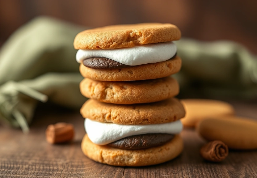 Representação visual de Cookies de S'mores: A Delícia do Acampamento em Cada Mordida!