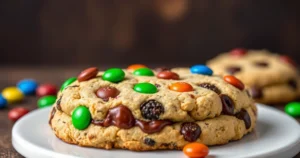 Deliciosos Scones de Cookie Monstro com M&M’s e Ganache de Amendoim