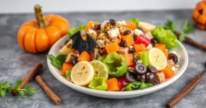 Deliciosa Salada de Halloween com Abóbora e Molho de Maple