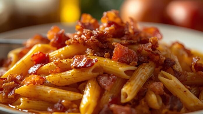 receita de penne com bacon
