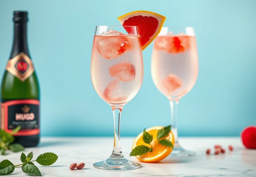 Representação visual de Descubra o Delicioso e Refrescante Coquetel Hugo Spritz em 5 Ingredientes