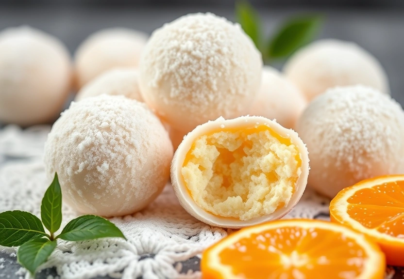 Representação visual de Deliciosas Bolas de Neve: O Sabor Doce e Cítrico da Laranja