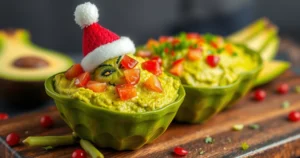 Delicie-se com um Colorido Prato de Guacamole do Grinch para Festas!