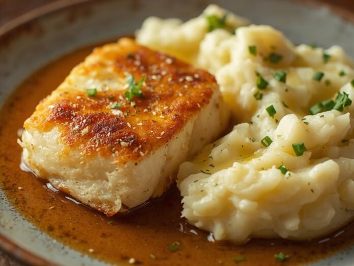 Receita de bacalhau assado com purê de batata