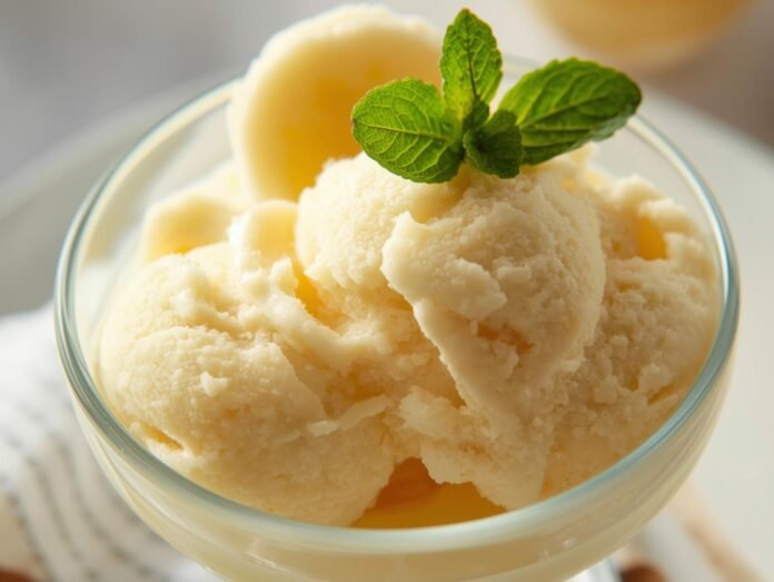 Receita de sorvete de banana congelada.