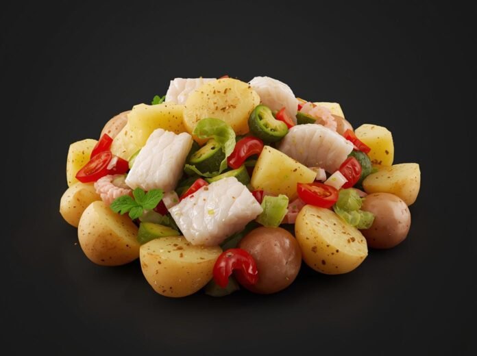 Salada de Batatas e Legumes com Bacalhau